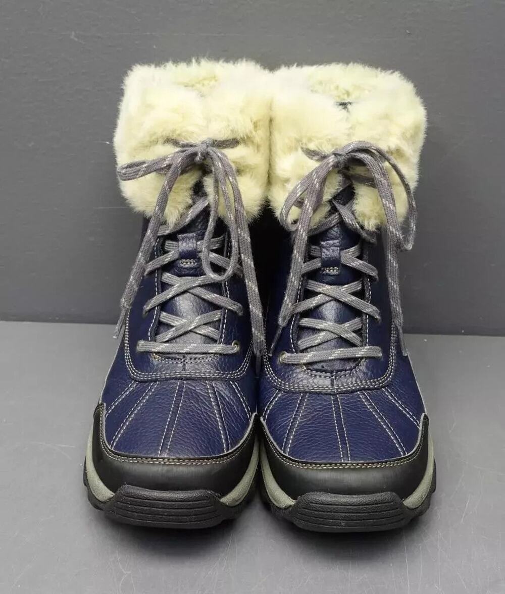 Clarks Women’s Shoes Navy Blue Mazlyn Arctic Fur Cuffed Hiking Boots 6.5